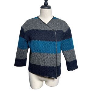 Bailey 44 Cropped Stripe Asymmetrical Wool  Jacket Size Medium Style #402-5650